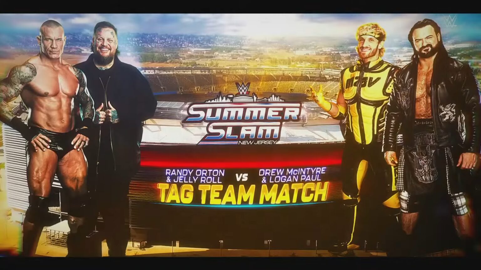 Randy Orton & Jelly Roll vs. Drew McIntyre & Logan Paul no SummerSlam