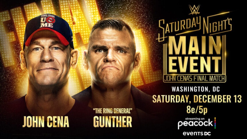 John Cena e Gunther se enfrentam no Saturday Night's Main Event 13 de dezembro de 2025