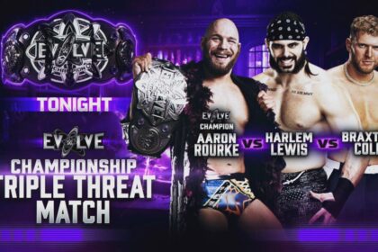 Aaron Rourke reteve o WWE Evolve Championship durante o Evolve do dia 29 de abril de 2026
