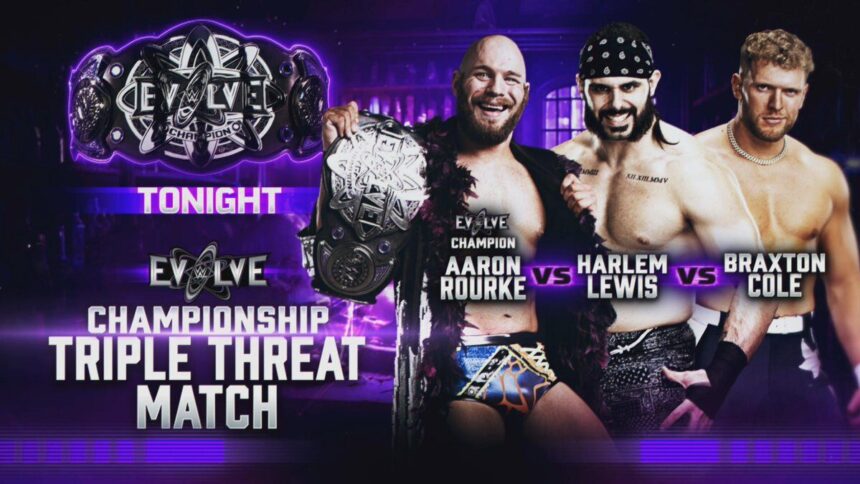 Aaron Rourke reteve o WWE Evolve Championship durante o Evolve do dia 29 de abril de 2026