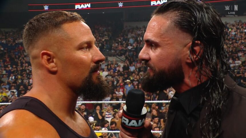 Bron Breakker e Seth Rollins protagonizaram discussão acalorada no Monday Night RAW