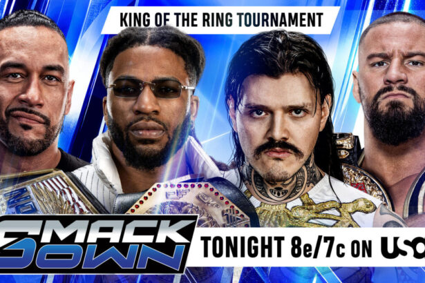 Damian Priest, Trick Williams, Dominik Mysterio e Bron Breakker em arte promocional do SmackDown