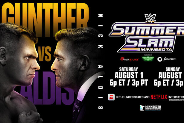 Gunther e Nick Aldis em arte promocional do SummerSlam 2026