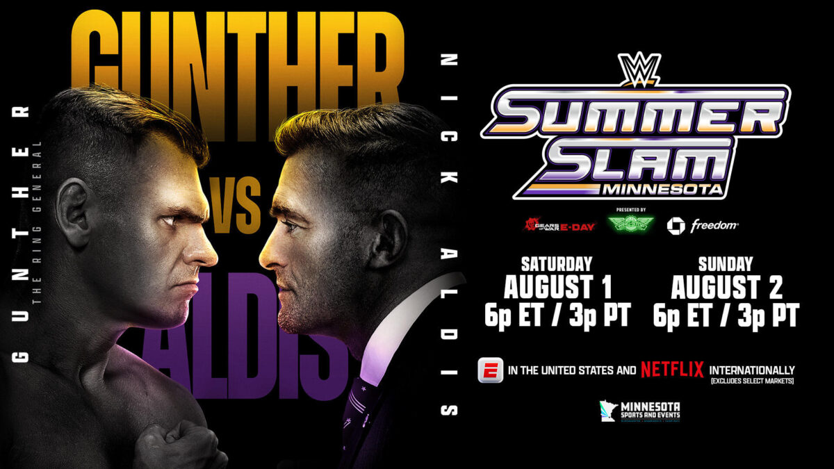 Gunther e Nick Aldis em arte promocional do SummerSlam 2026