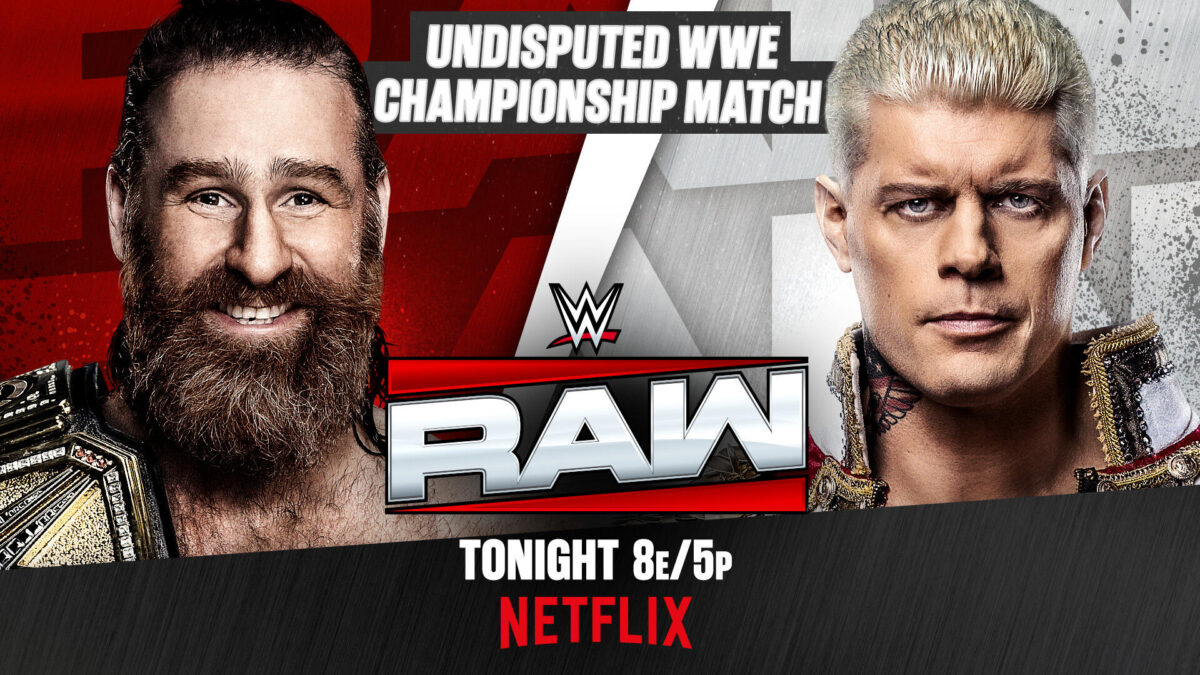 Arte promocional do combate entre Sami Zayn e Cody Rhodes no RAW